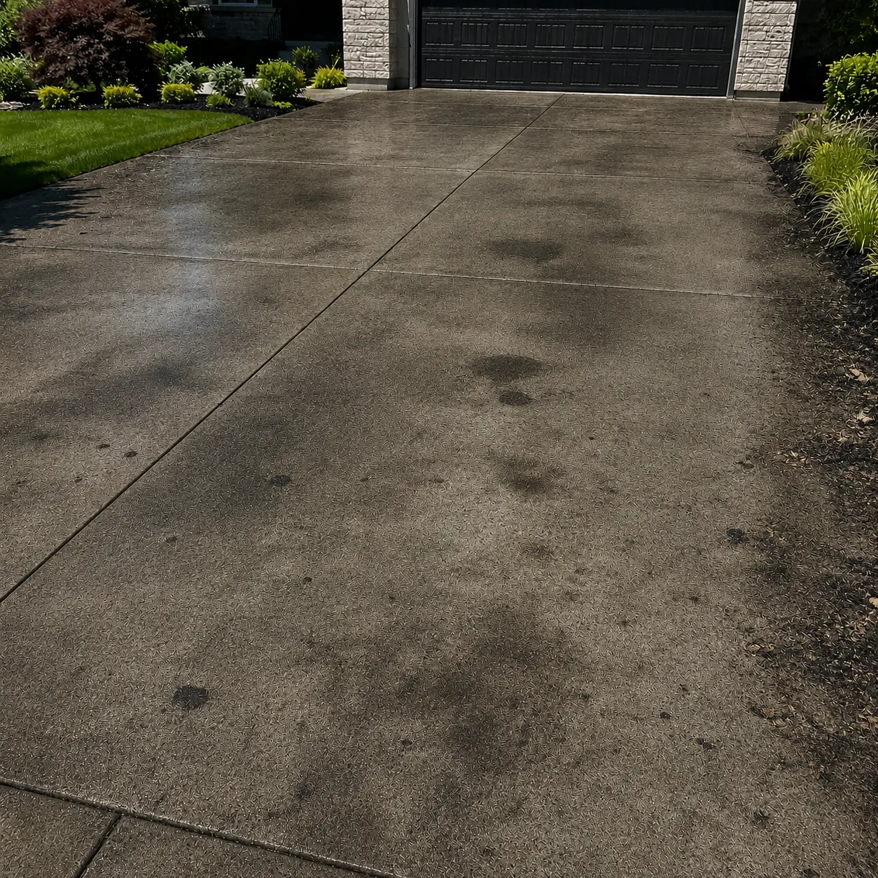 Before and after driveway concrete cleaning
