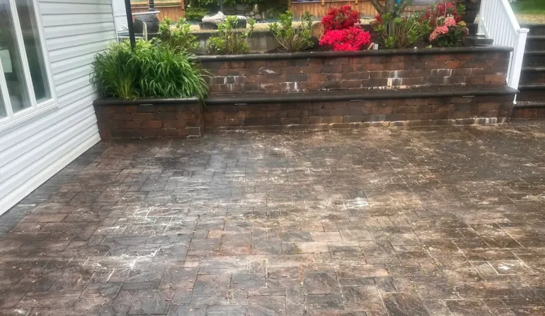 Before and after patio washing